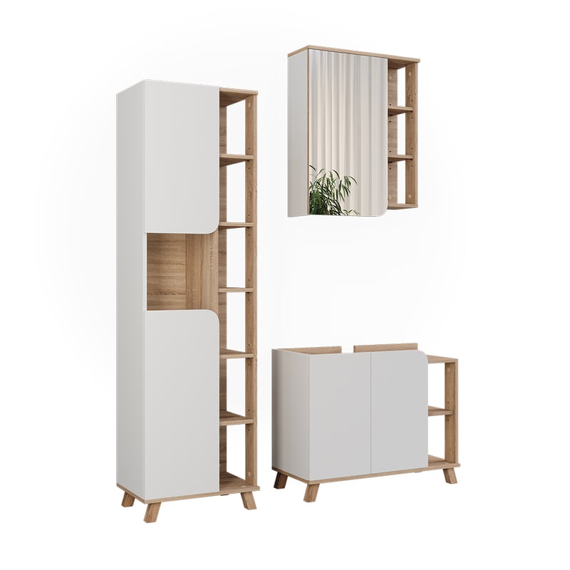 Vicco Zestaw mebli łazienkowych Karen, Sonoma/Biały, 3 części