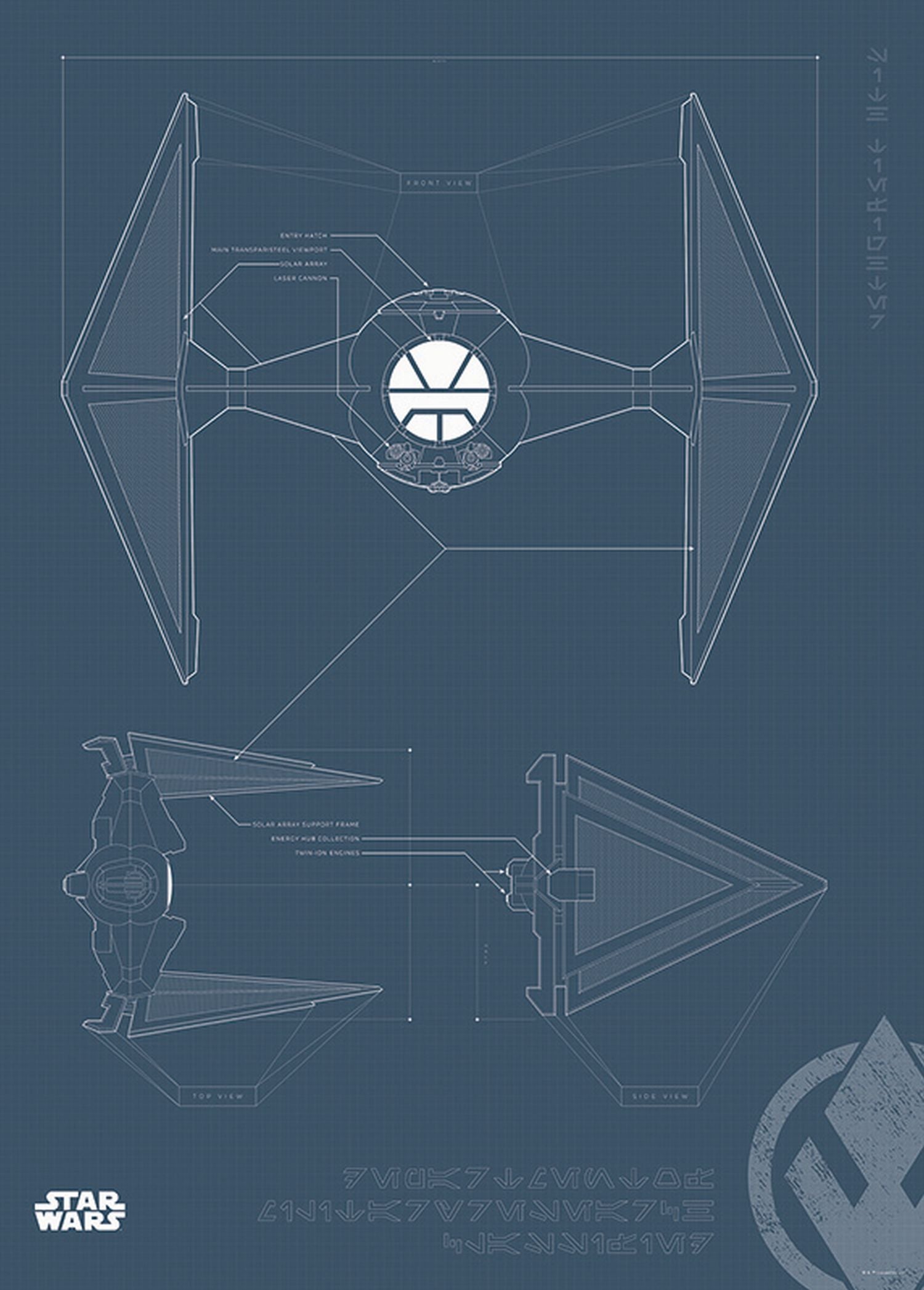 Affiche 0 Star Wars Blueprint Sith TIE Fighter Bleu Fonc 50 X 70 Cm affiche-0-star-wars-blueprint-sith-tie-fighter-bleu-fonc-50-x-70-cm