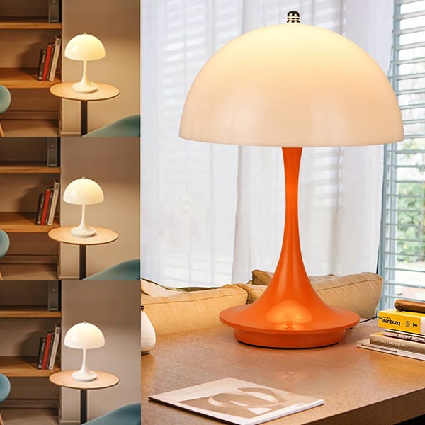 Bezprzewodowa lampka dotykowa kolorze pomarańczowym lampka stołowa kształcie grzyba lampka nocna USB mała lampka stołowa ściemnianiem trójstopniowym
