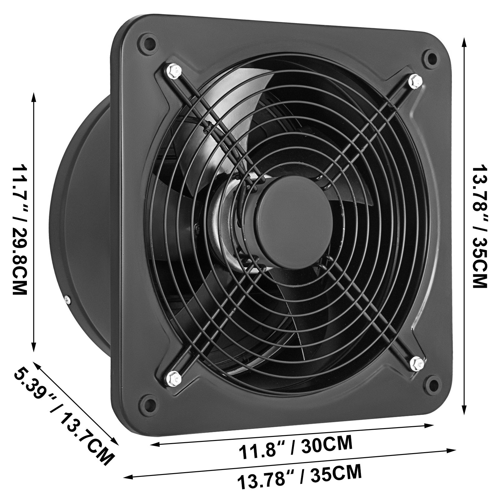 Ventilateur d’Extraction Mural Métal 300 mm VEVOR 2850 m³/h Faible Bruit Extracteur d’Air pour Ventilation et Systèmes d’Échappement - 8