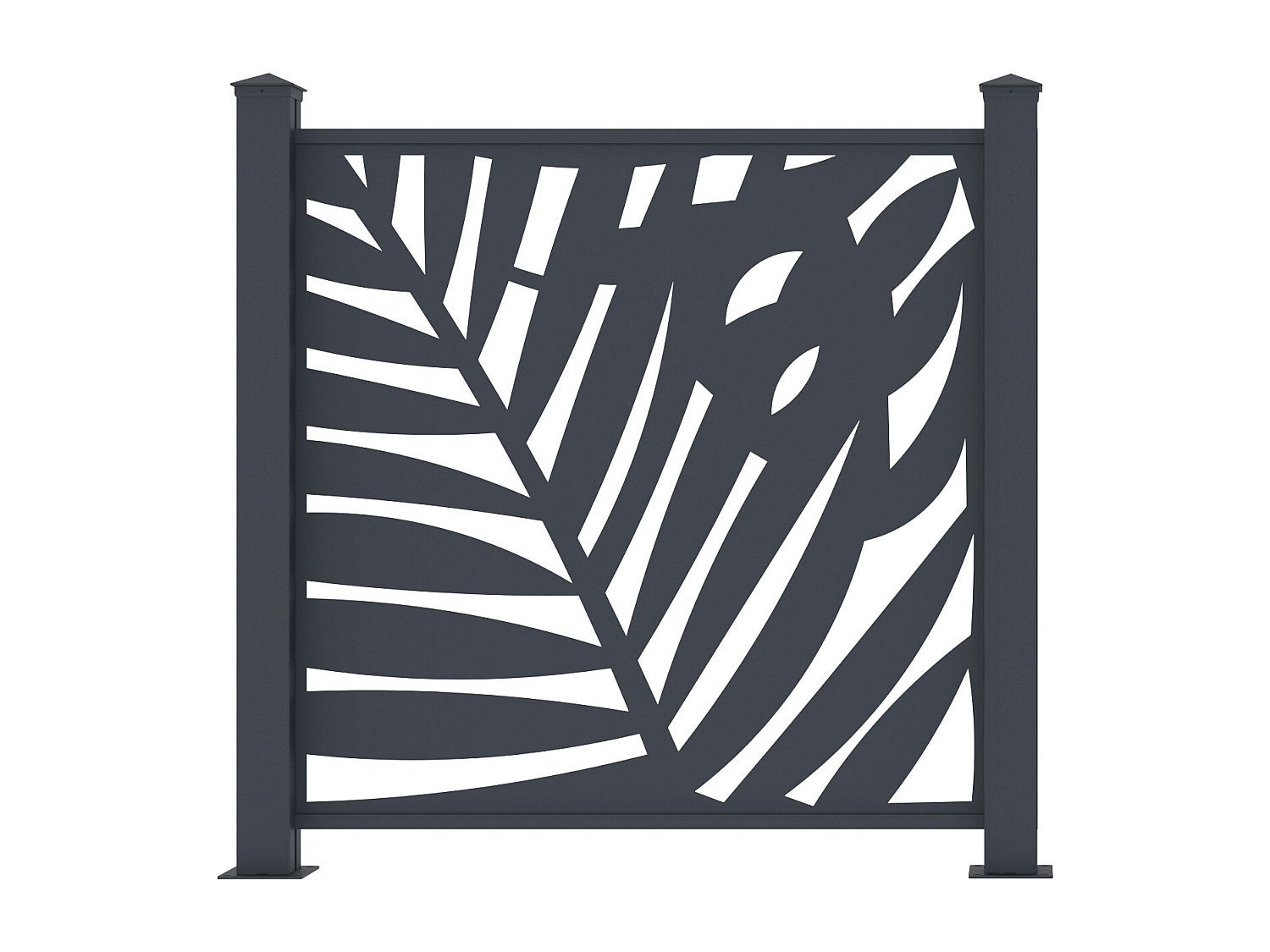 Clôture à poser en aluminium à motif tropical en découpe laser - Kit de départ - H114 x L118 cm - Anthracite - TOGIRO - 3