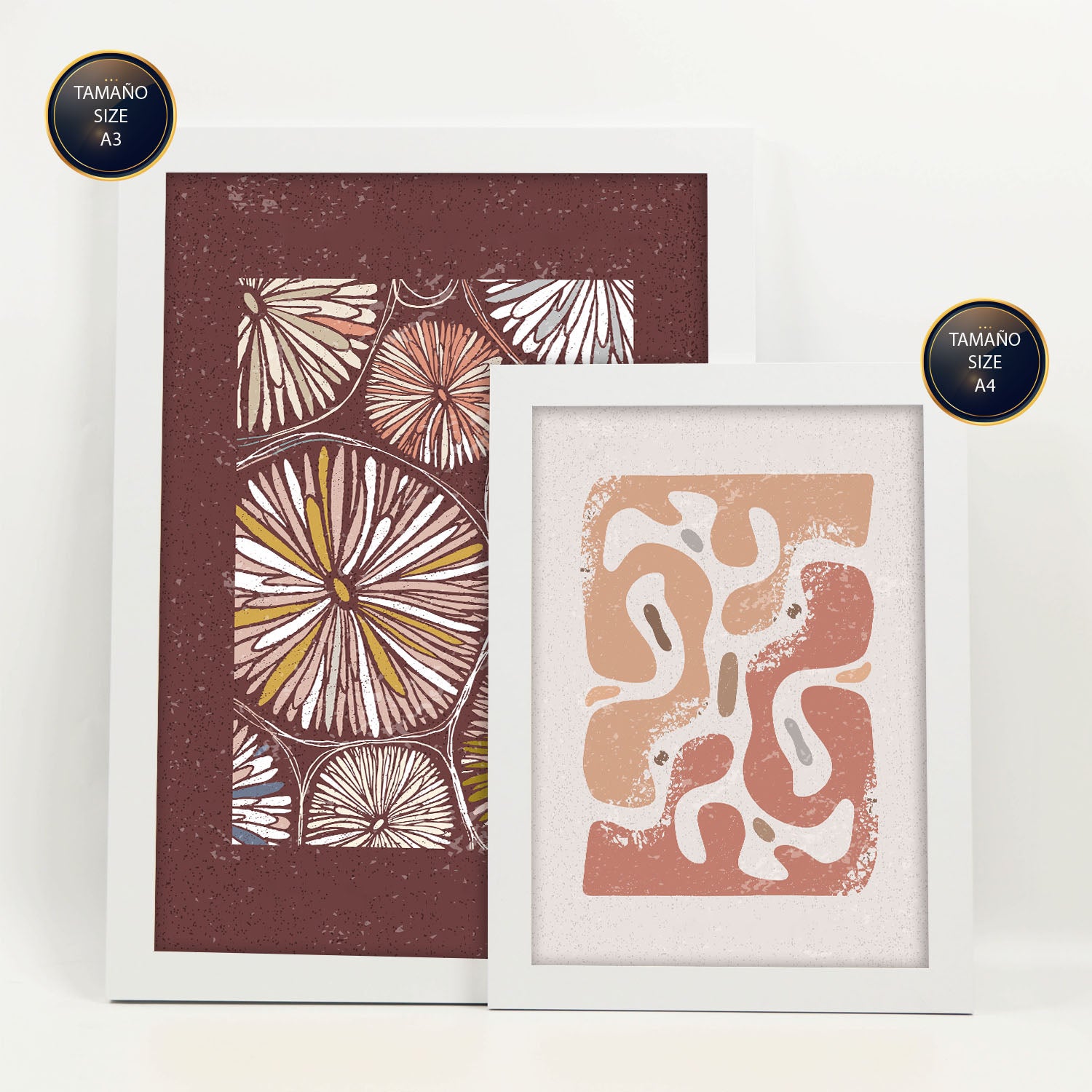 Nacnic Ensemble 6 Impressions De Chaussée Dans De Style Ethnique Cadre Décoratifs Pour Votre Chambre Maison Impression A4 A3 Avec Des Cadre Blanc - 2