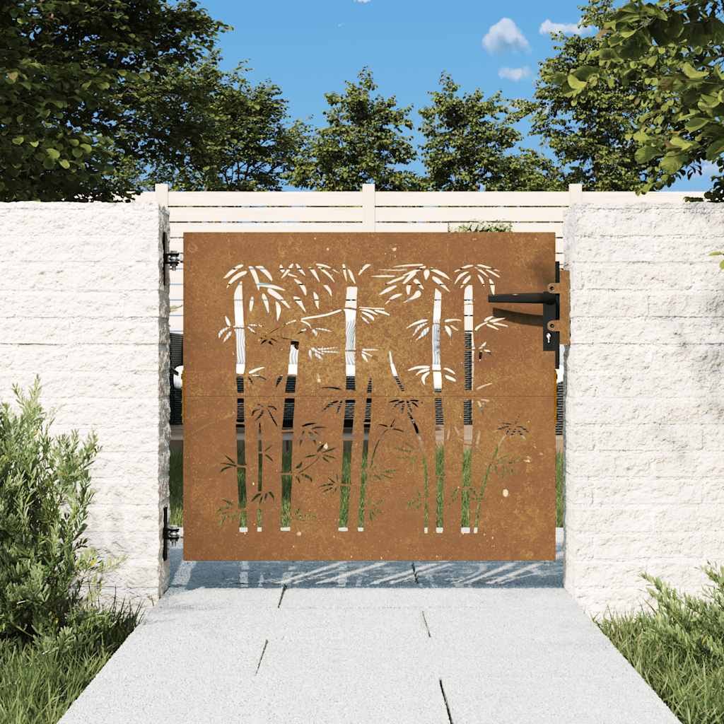 Vidaxl Puerta De Jardín Acero Corten Diseño Bambú 85X75 Cm Marrón , Leroy Merlin