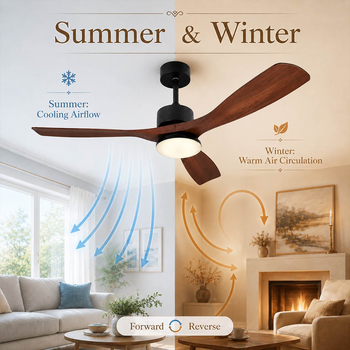 Ventilateur de plafond LED avec lumière 132 cm, 3000K-6500K réglable, pales effet bois, silencieux, télécommande/app, 6 vitesses salon - 4