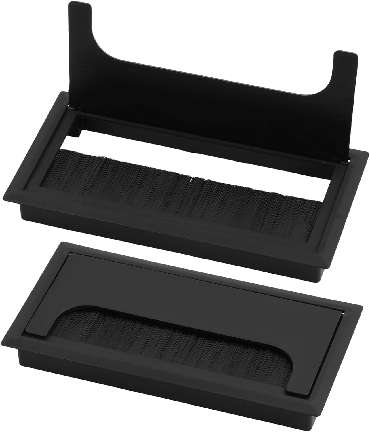 2-częściowy organizer kabli biurkowych z otwieraną pokrywą zapobiegającą strzępieniu się, prostokątny organizer kabli 160 x 80 mm