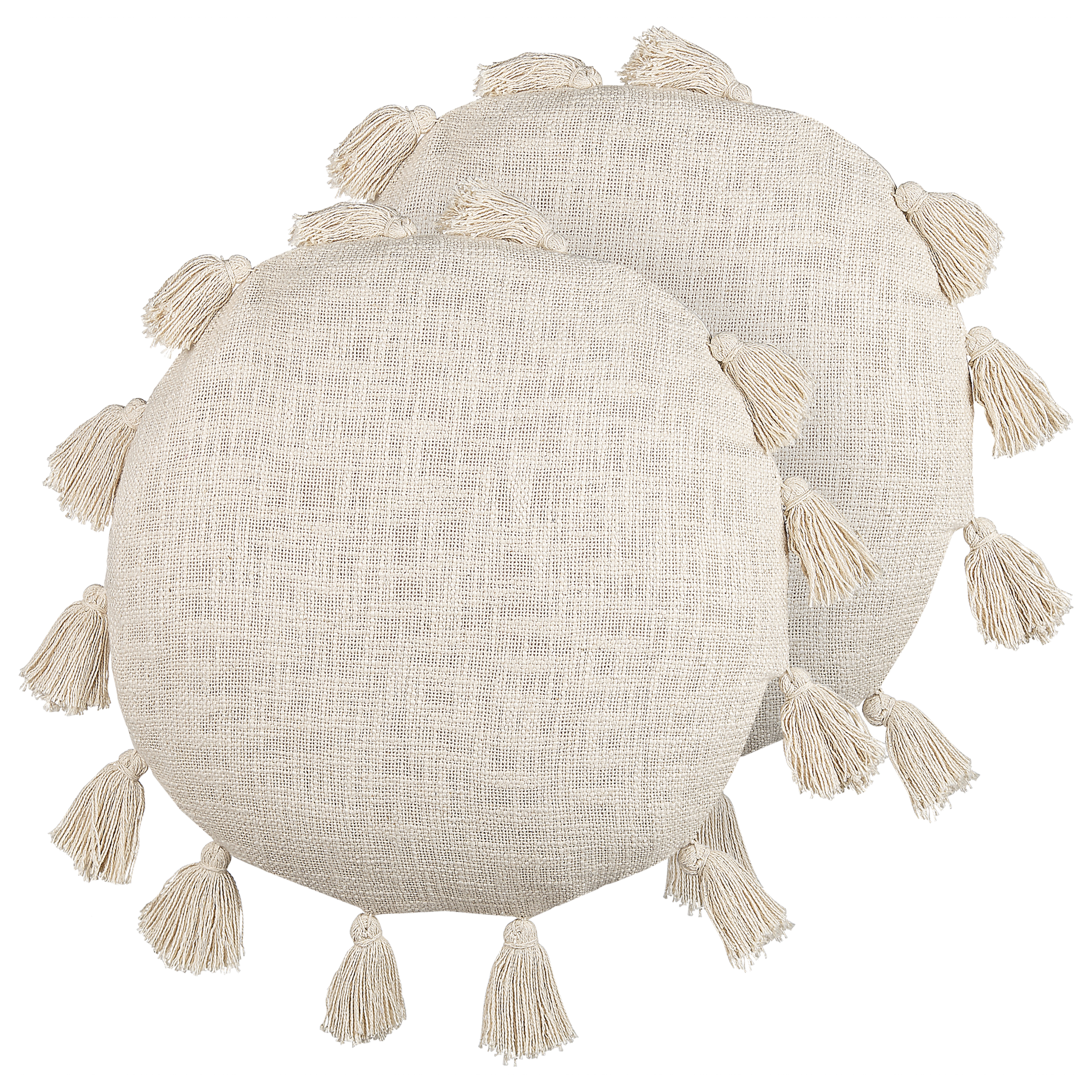 Beliani conjunto de 2 cojines decorativos madia algodón 45 x 45 cm beige claro liso