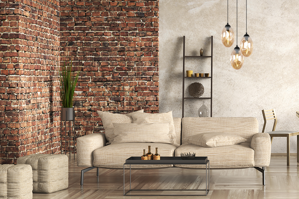 Lampa sufitowa wisząca elegance Vigo 3xE14 klosz owalny miodowy Light Home LH - 3