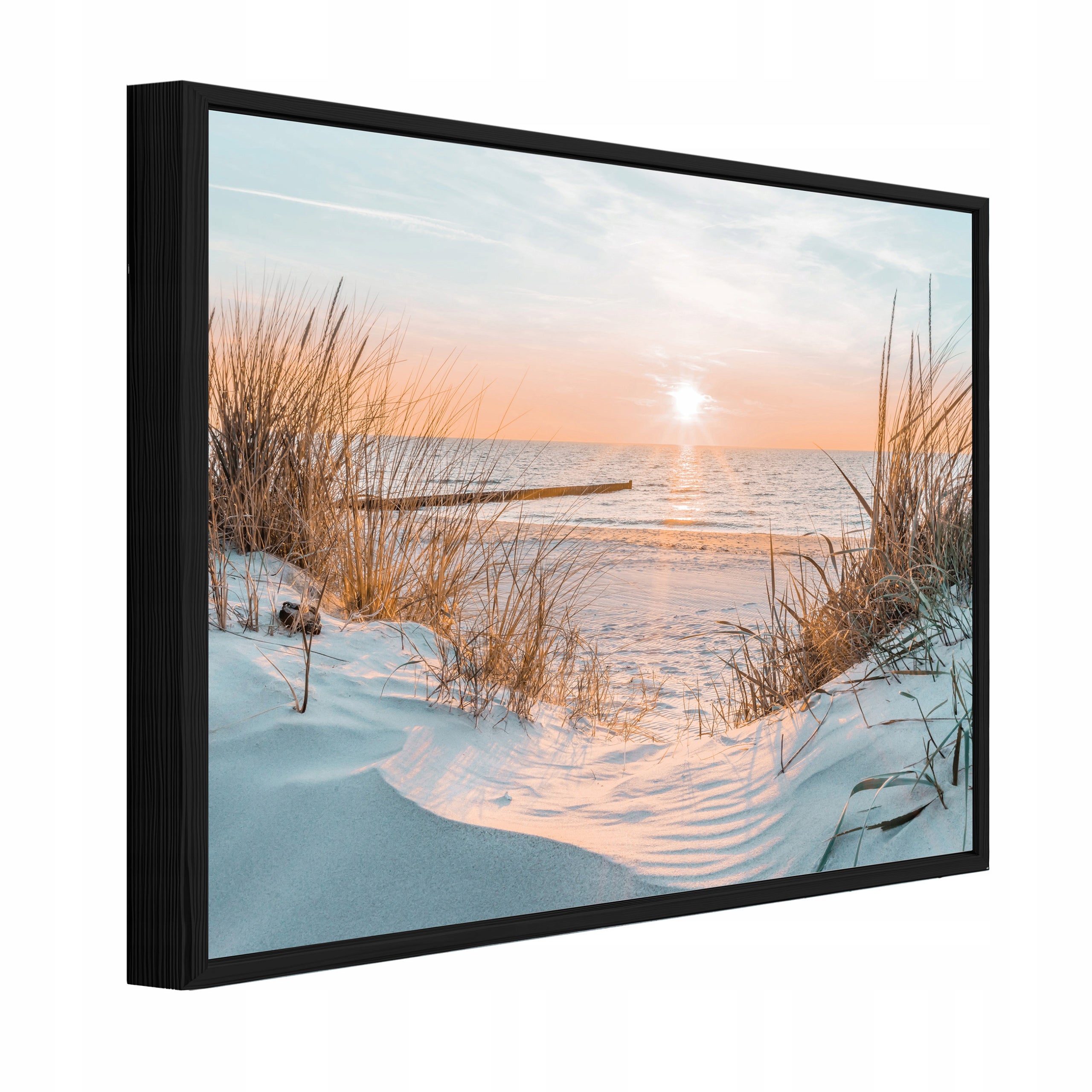 Tableau Sur Toile Paysage Plage Pont Eau Moderne - 120x80 Cm Décoration Murale Grand Format
