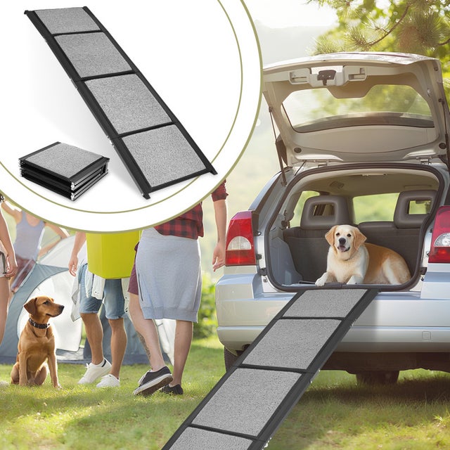 Escalier pour animaux Rampes pliables pour animaux Robustes et souples - Pratiques Capacité de charge : 80 kg Gris