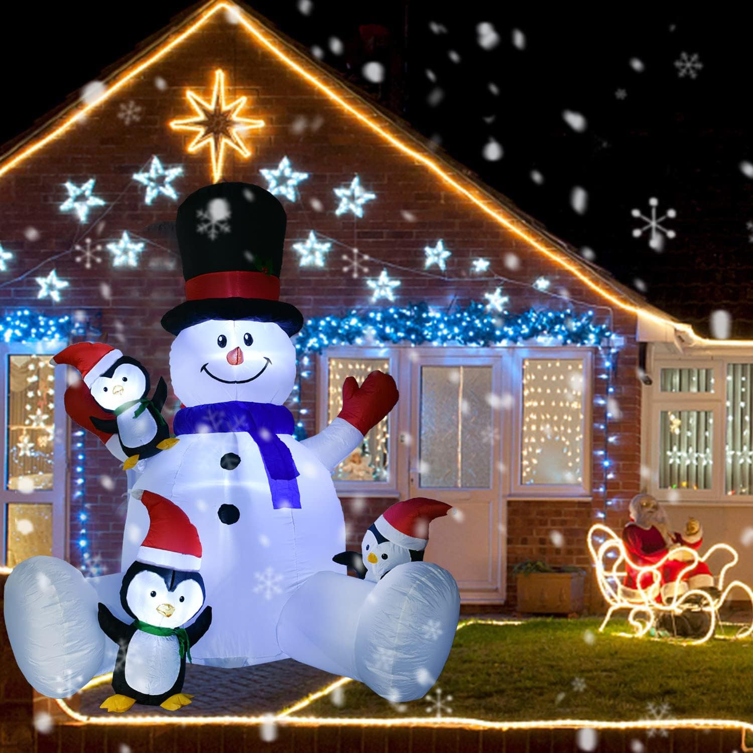 Decorazioni natalizie da esterno - pupazzo di neve gonfiabile con LED