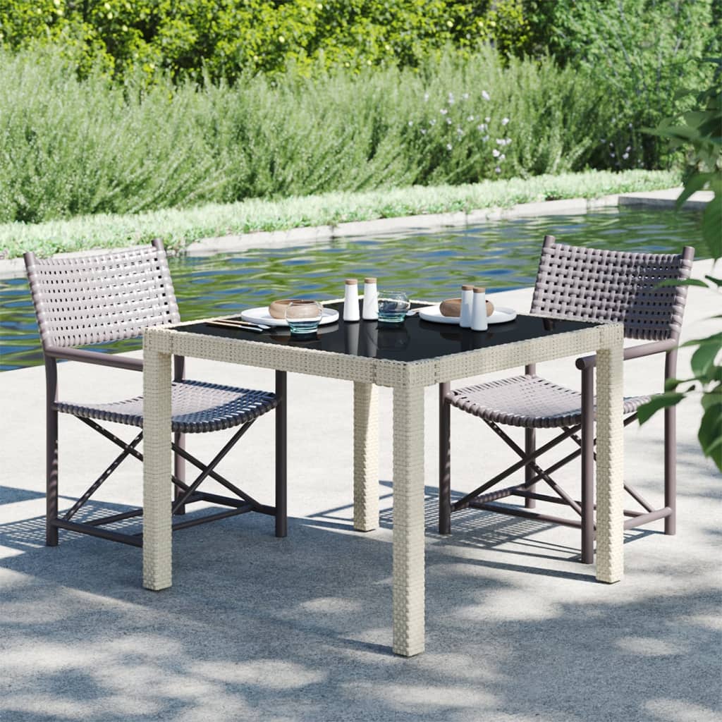 VidaXL Tavolo Giardino 90x90x75 cm Vetro Temperato e Polyrattan