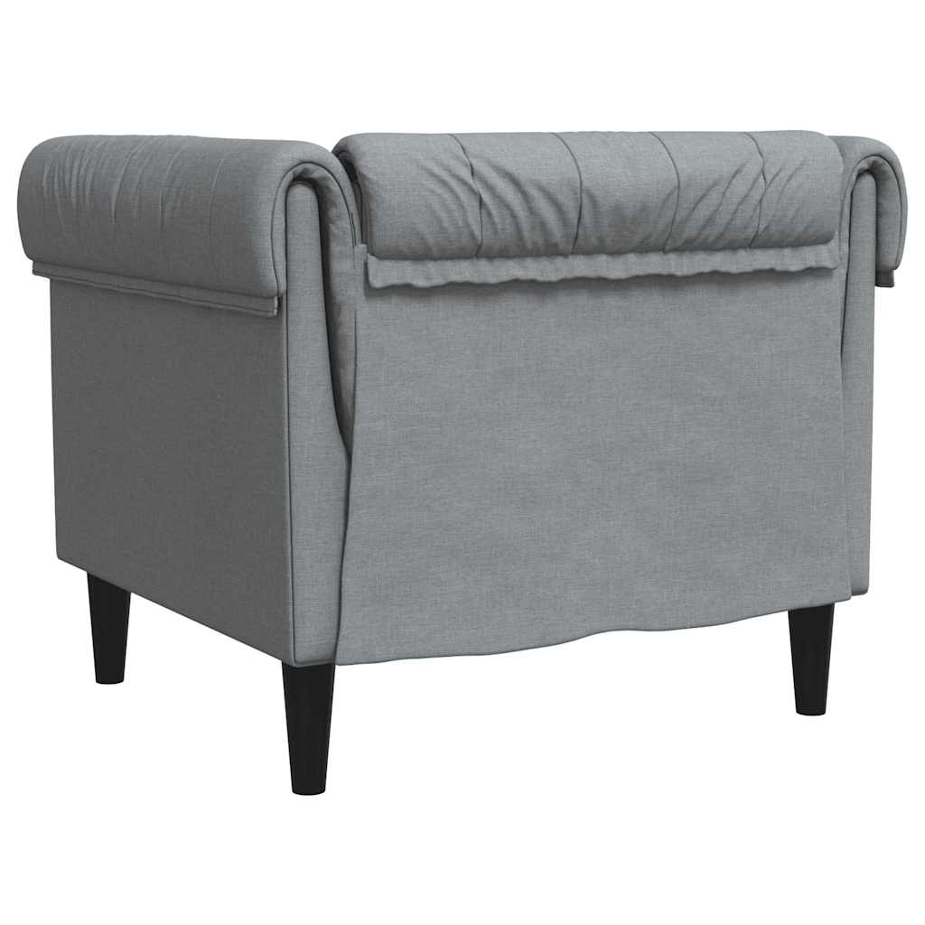 vidaXL Fauteuil Chesterfield gris clair tissu - 6