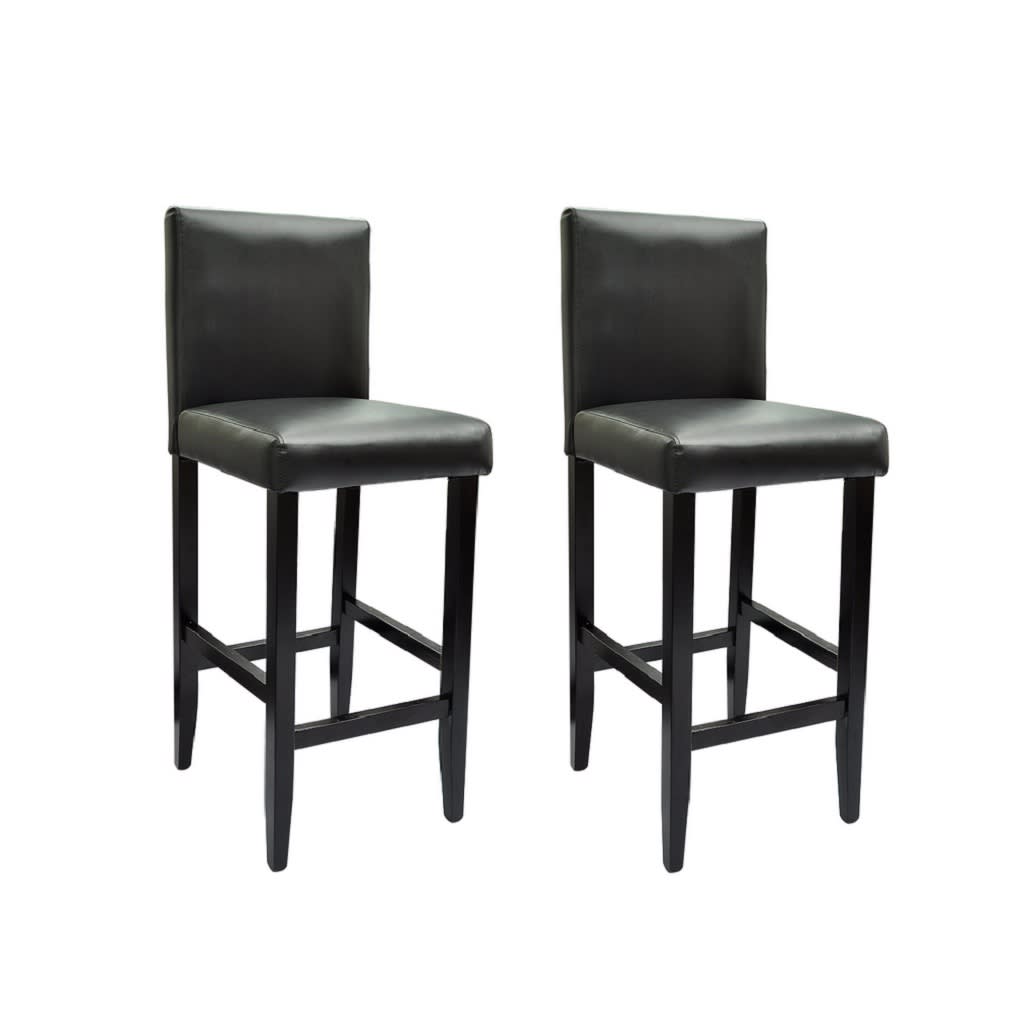 Sgabello da bar, set di 2 sgabelli da bar, altezza bar, girevoli, moderni, in similpelle, con schienale, per isola cucina, pub (nero + nero, altezza 45