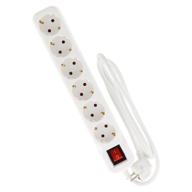 Multiprise Schuko + interrupteur 6x16A - 5m - blanc - Zenitech