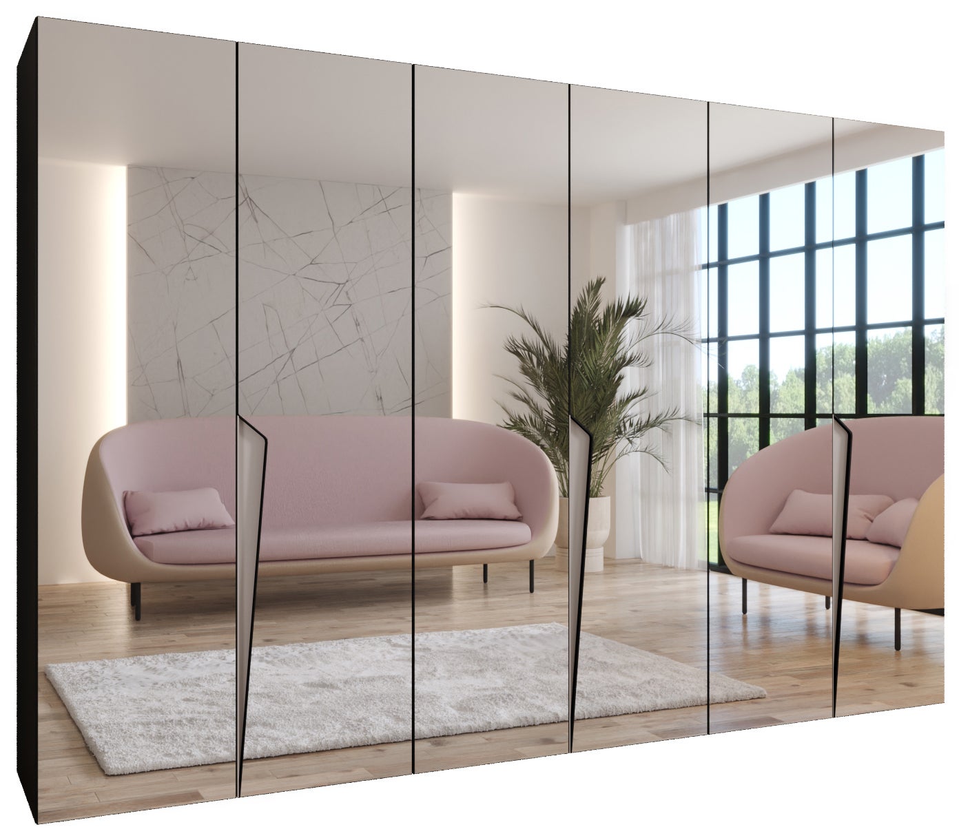 Szafa uchylna otwierana Piano 3 300 (100x3) x 52 x 202 cm czarny + u. kaszmir
