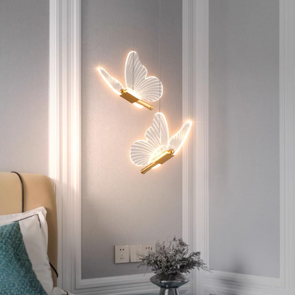 Suspension LED 6W Papillon Créatif Lustre Plafonnier Scandinave Éclairage de Plafond LED Acrylique Luminaire Plafonnier 3000K-6500K Dimmable - 8