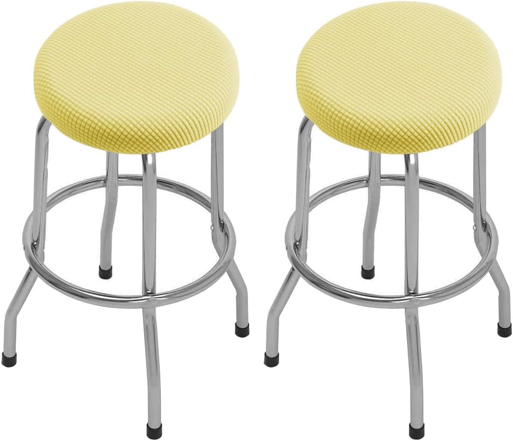 Pokrowiec na okrągły stołek (żółty), 2 sztuki, pokrowiec na okrągły stołek barowy, zmywalny, łatwy w pielęgnacji, miękki i trwały, na stołki o wymiara