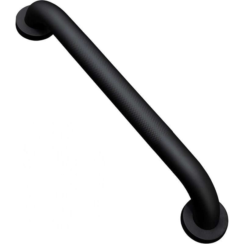 Uchwyt łazienkowy antypoślizgowy z radełkowanym uchwytem (2 sztuki, 40 cm, czarny)