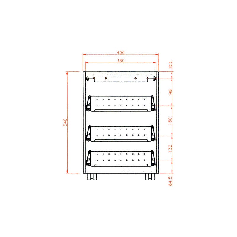 Caisson sans habillage - Décor : Zingué - Hauteur : 540 mm - Largeur : 407 mm - Poids : 17,2 kg - Profondeur : 515 mm -ITAR - 5