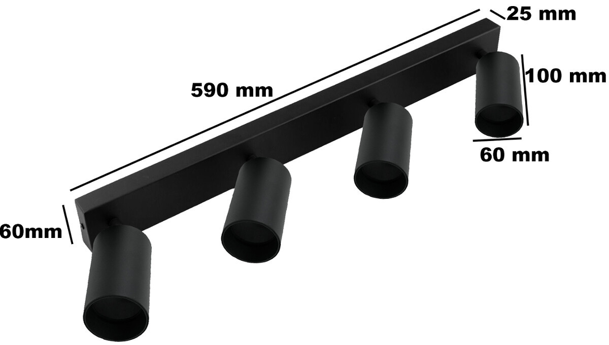 Lampa sufitowa wisząca Qualis czarna 4xGU10x40W wym: 59 x 6 cm metal IdeaLED - 3