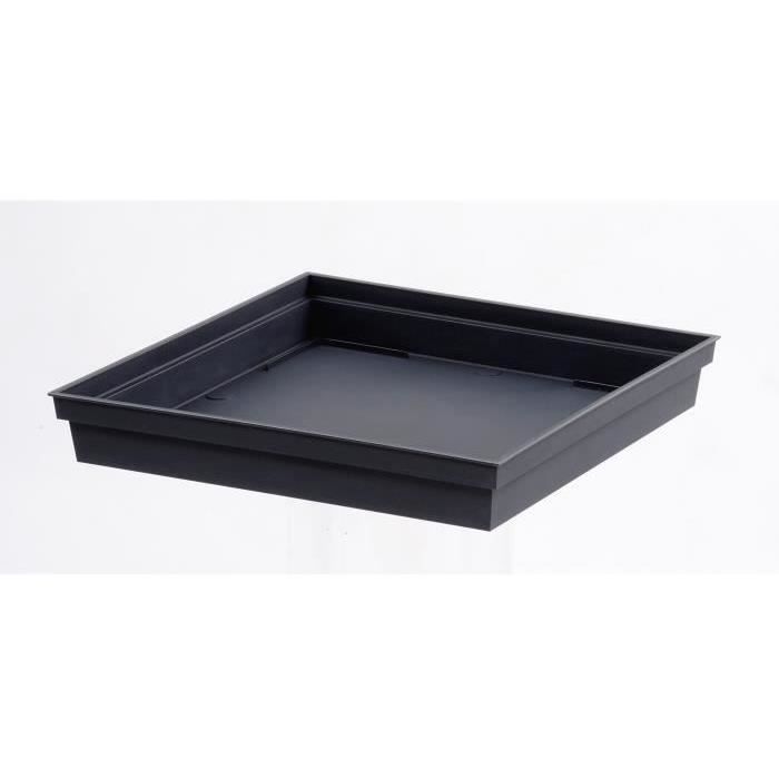 EDA Pot de fleurs XXL Toscane - Carre - 43,3 x 43,3 x H 80 cm - 98 L - Gris anthracite - 3