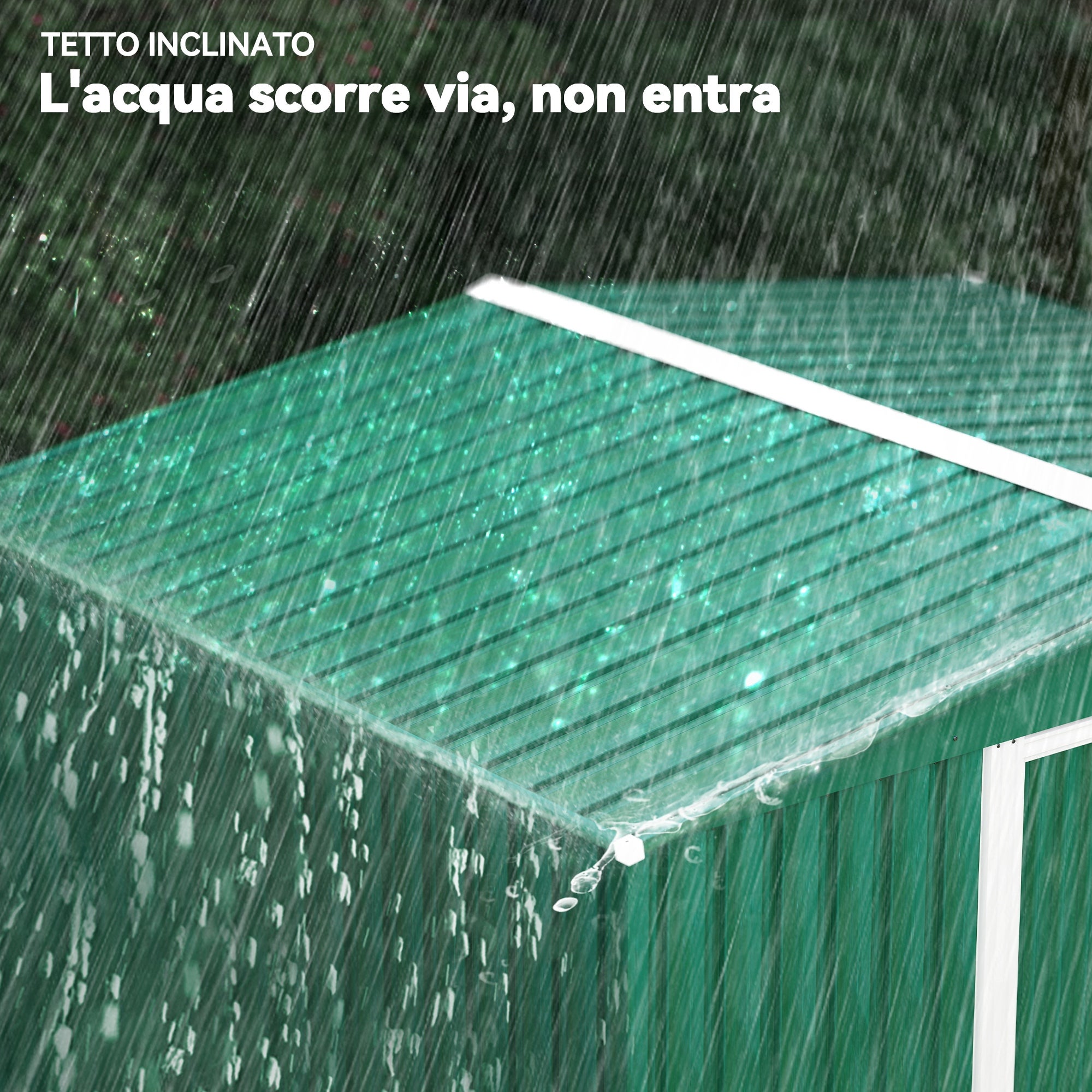 Outsunny Casetta Giardino Acciaio, Base, Porte Scorrevoli, 258x206x178cm, Verde - 7