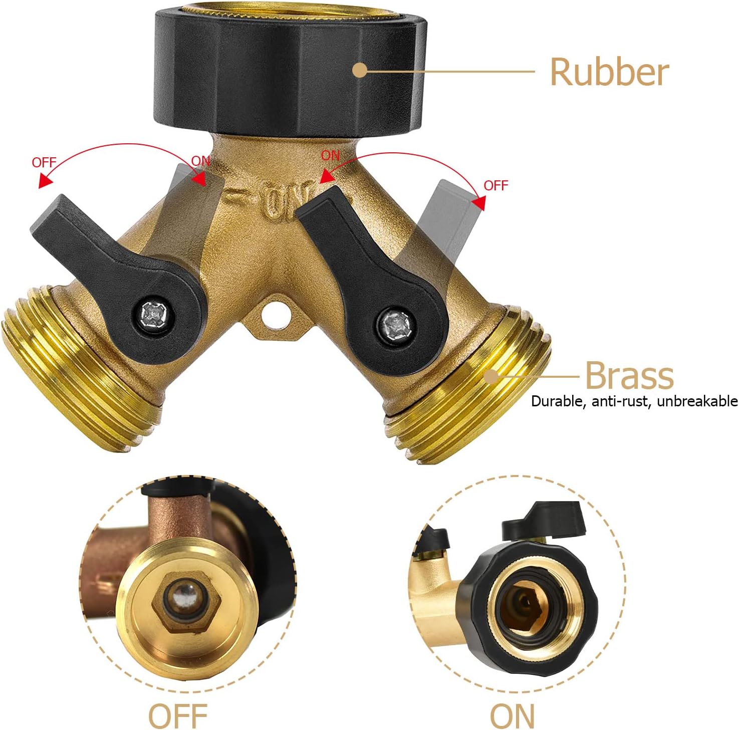 Distributeur D'eau à 2 Voies, Distributeur En Y De 3/4 Pouces, Tuyau D'alimentation