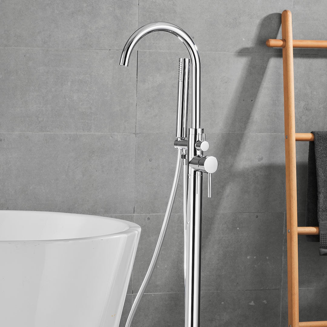 Valaz Robinet de baignoire autoportant rond chromé - Série Ebro - 6