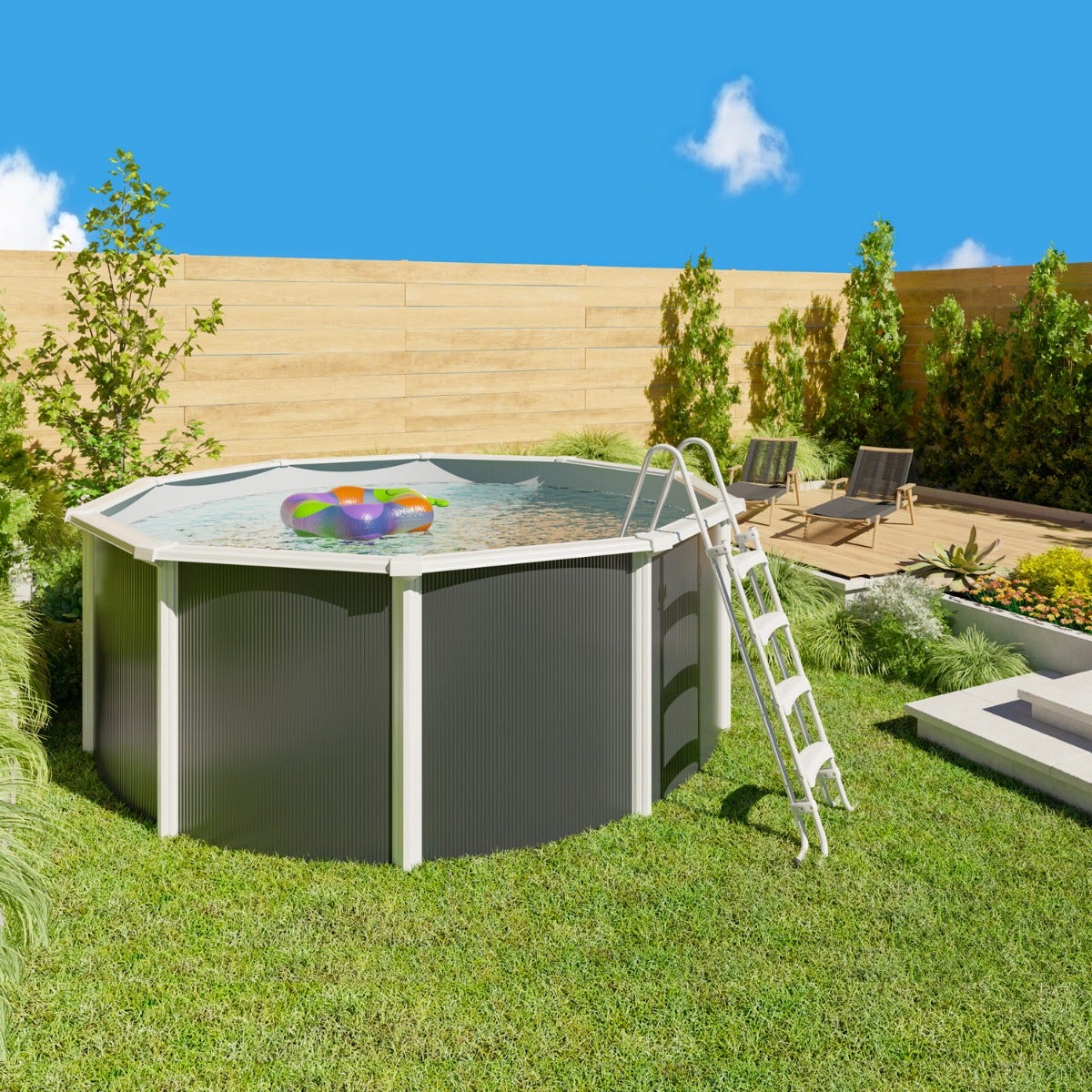 Liner gris piscine métal 3,60 x 1,32 m - 4