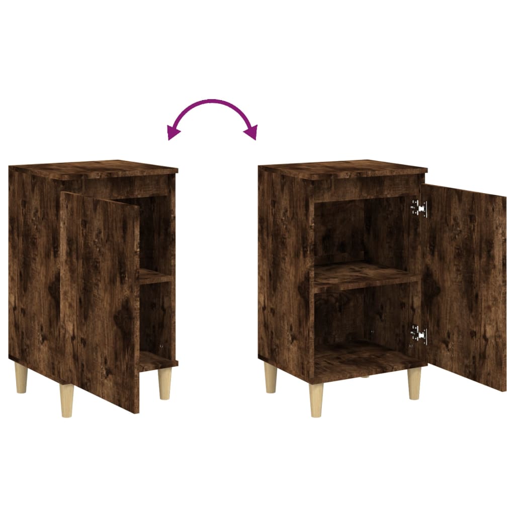 vidaXL Table de chevet chêne fumé 40x35x70 cm bois d'ingénierie - 8