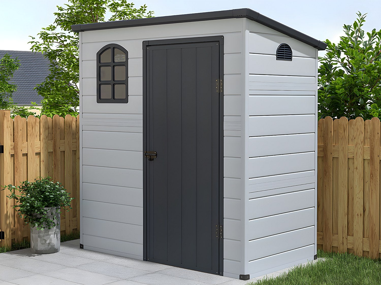 Wiata ogrodowa NERIO z żywicy w kolorze szarym antracytowym – 2,12&nbsp;m²