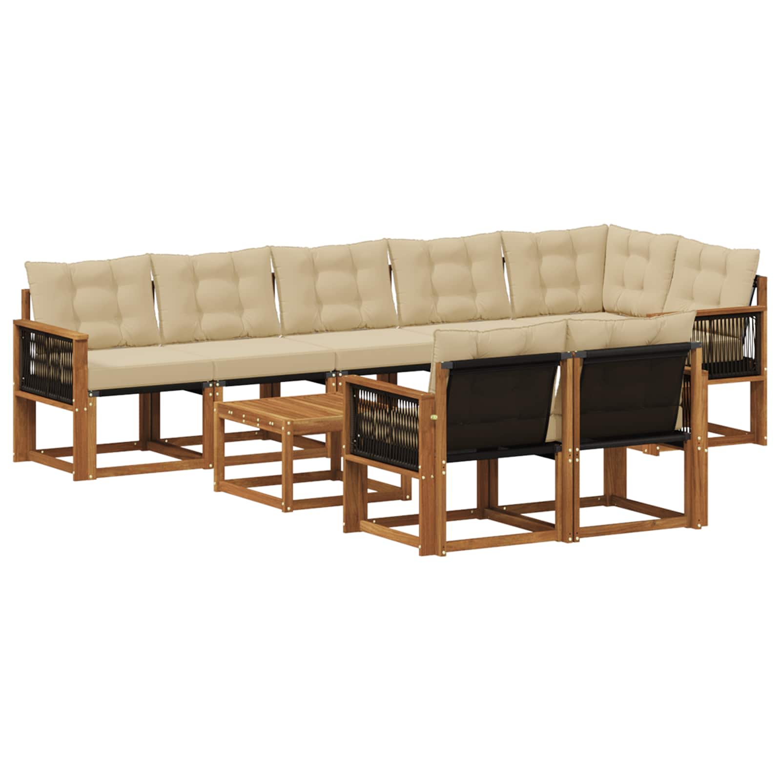 Ensemble de canapés d'extérieur 9 pièces naturel et beige - 2