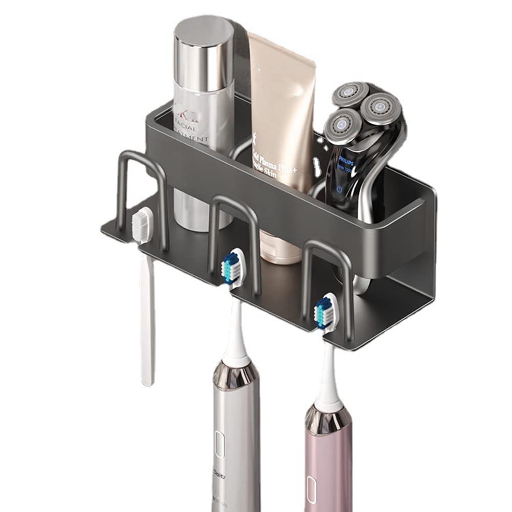Aluminiowy ścienny uchwyt na szczoteczki zębów uchwyt elektryczne szczoteczki zębów samoprzylepny uchwyt szczoteczki zębów kubkami przegródki główki