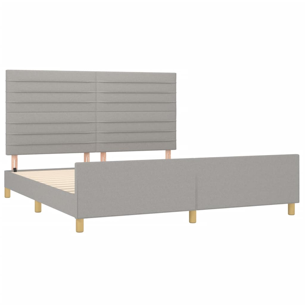 Cadre de lit sans matelas gris clair 180 x 200 cm en tissu - 4