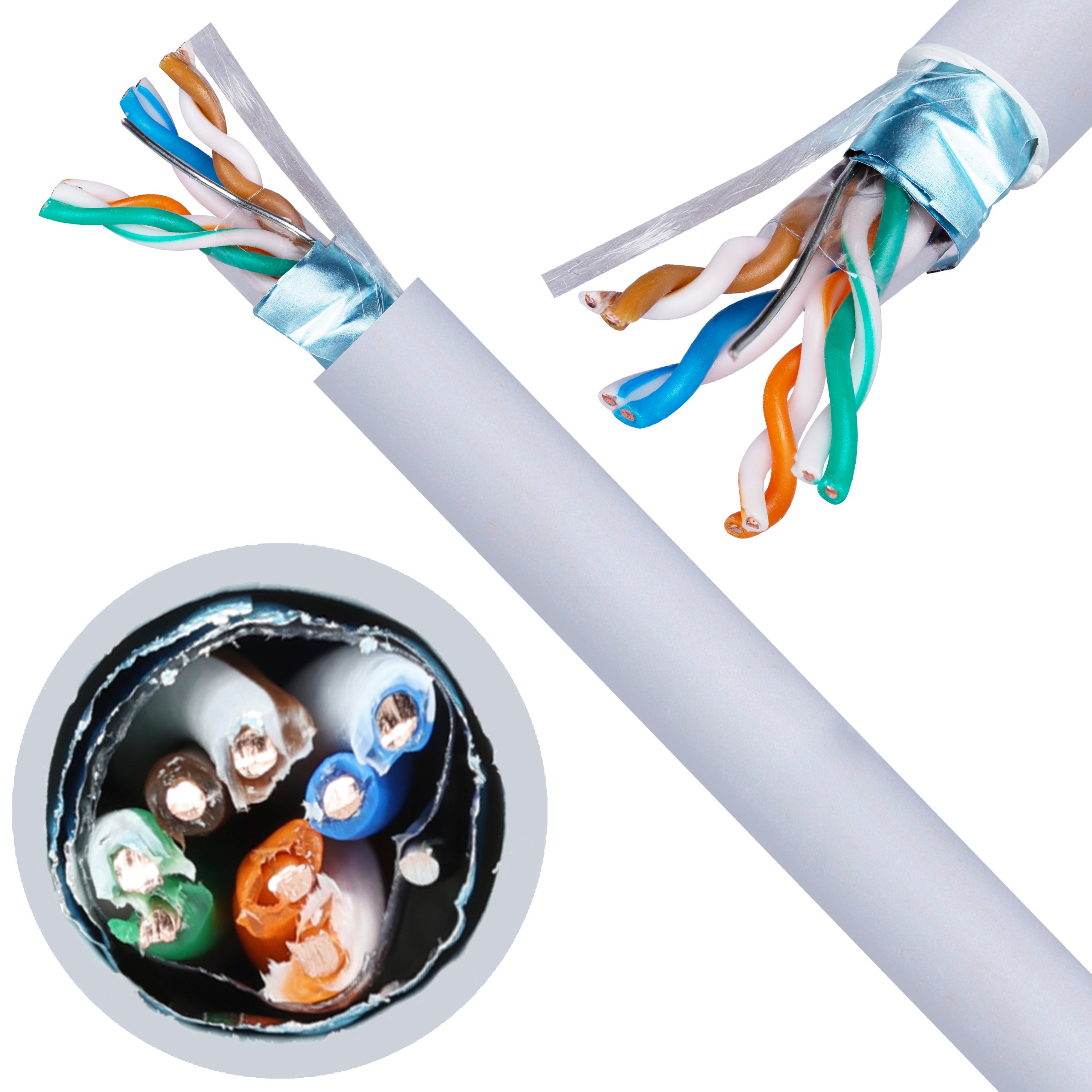 Kabel sieciowy F/UTP kat.5e skrętka 4x2x0,51mm wewnętrzny Eca PVC szary Alantec 305m