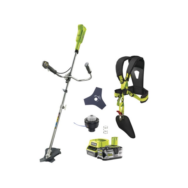 Pack RYOBI débroussailleuse 18V One+ OBC1820B - 1 batterie 5.0Ah - 1 chargeur 2.0Ah RC18120-150