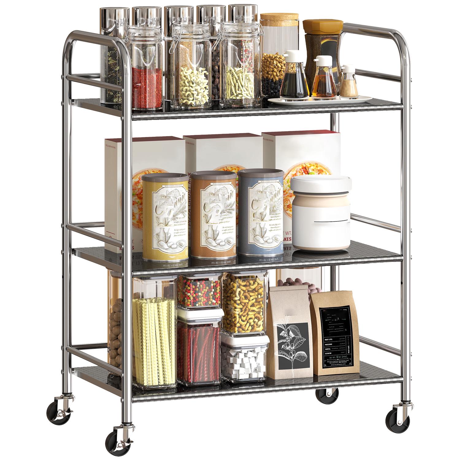 LLEZKBR Chariots de cuisine et de salle à manger - Chariot de cuisine à 5 étages - 107 x 55 x 147 cm - Acier inoxydable