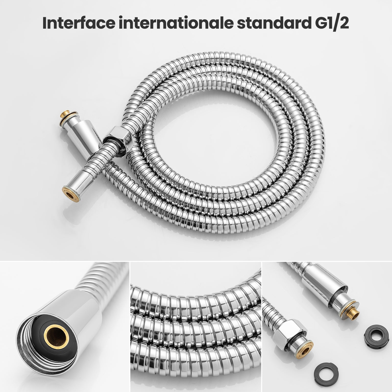 Pommeau de Douche Economie D'eau,Chromé,Anti Calcaire Douchette avec Filtre,Haute Pression Pomme avec 4 Modes Jet,SPA Pomme Douche+Tuyau 1.5 Mètres - 5