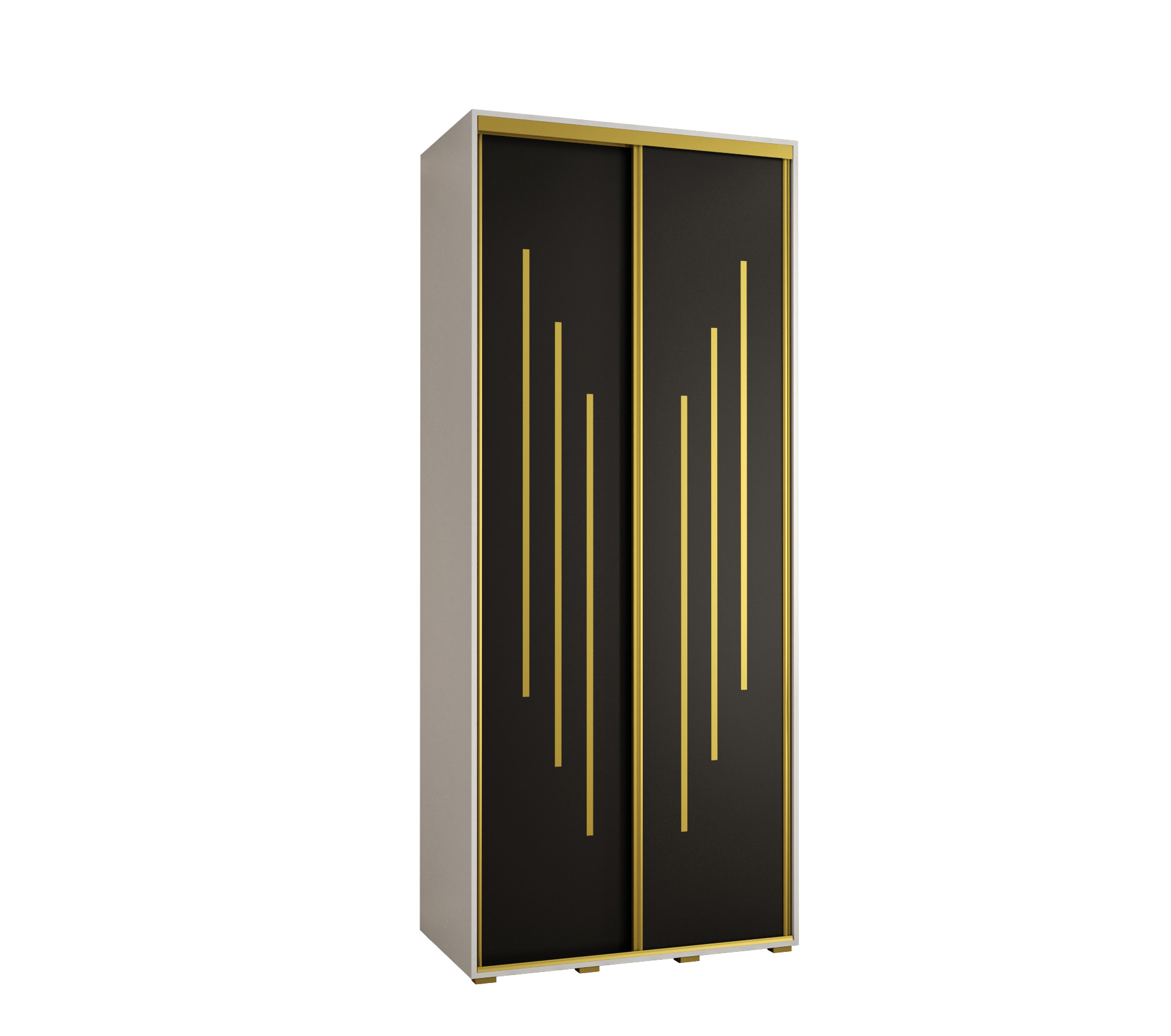Szafa przesuwna wysoka Davos 8 110 x 45 x 235,2 cm biały + czarny + u. złoty - Abiks Meble