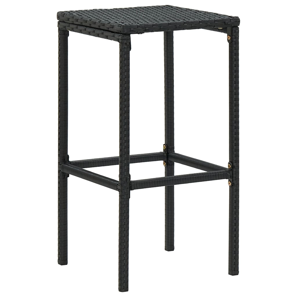 Tabourets de bar avec coussins 3 pcs Noir Résine tressée - 3