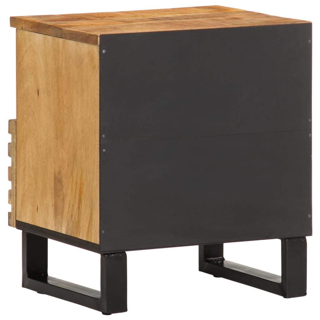 2 pcs Mesas de cabeceira，Mesita de noche，Mesa Auxiliar 40x34x46 cm mangueira áspera maciça CFW559879 - 6