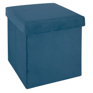 Pouf Design Sinan 40 Cm - Velours Bleu Canard - Atmosphera Créateur D'intérieur