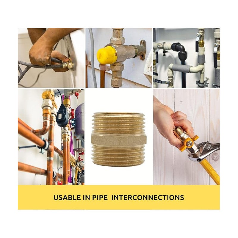 Lot de 5 Mamelon Laiton mâle 1/2'' | Accessoire en laiton Aenor | Bouchons filetés en laiton | Mâle Fileté en Laiton pour Air, E - 4