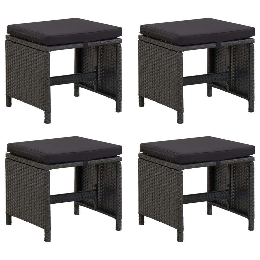 Maison exclusive - taburetes de jardín 4 unidades y cojines ratán sintético negro