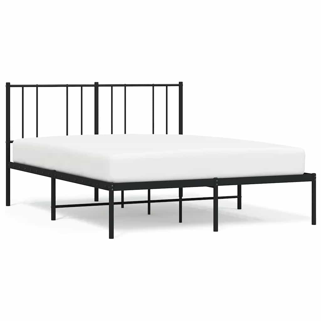 Łóżko Metalowe Czarne Rama Łóżka Ze Stelażem Do Sypialni Pokoju 135x190 cm