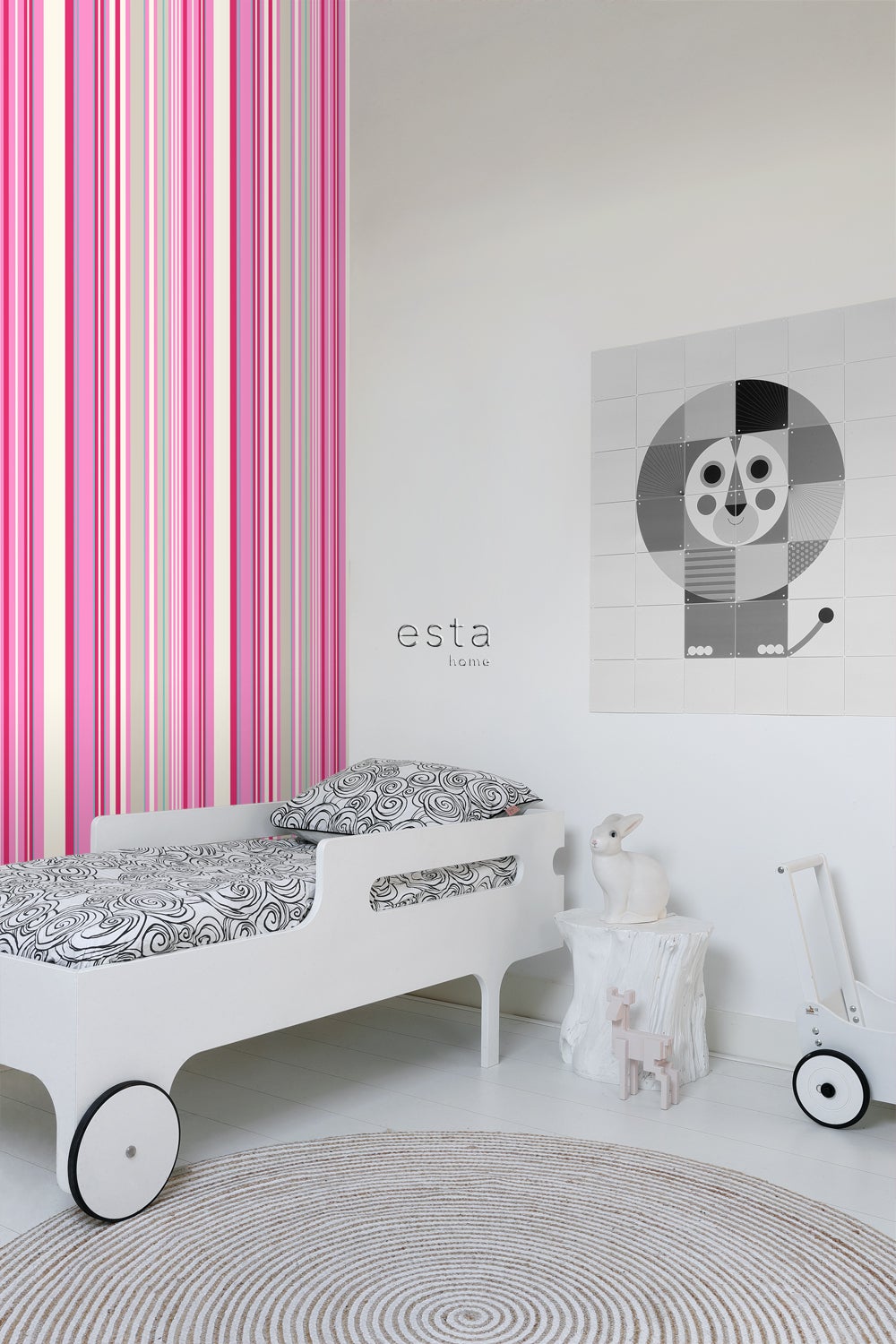 Tapeta paski różowymIturkusowym - 53 cm x 10.05 m - ESTAHOME - 4
