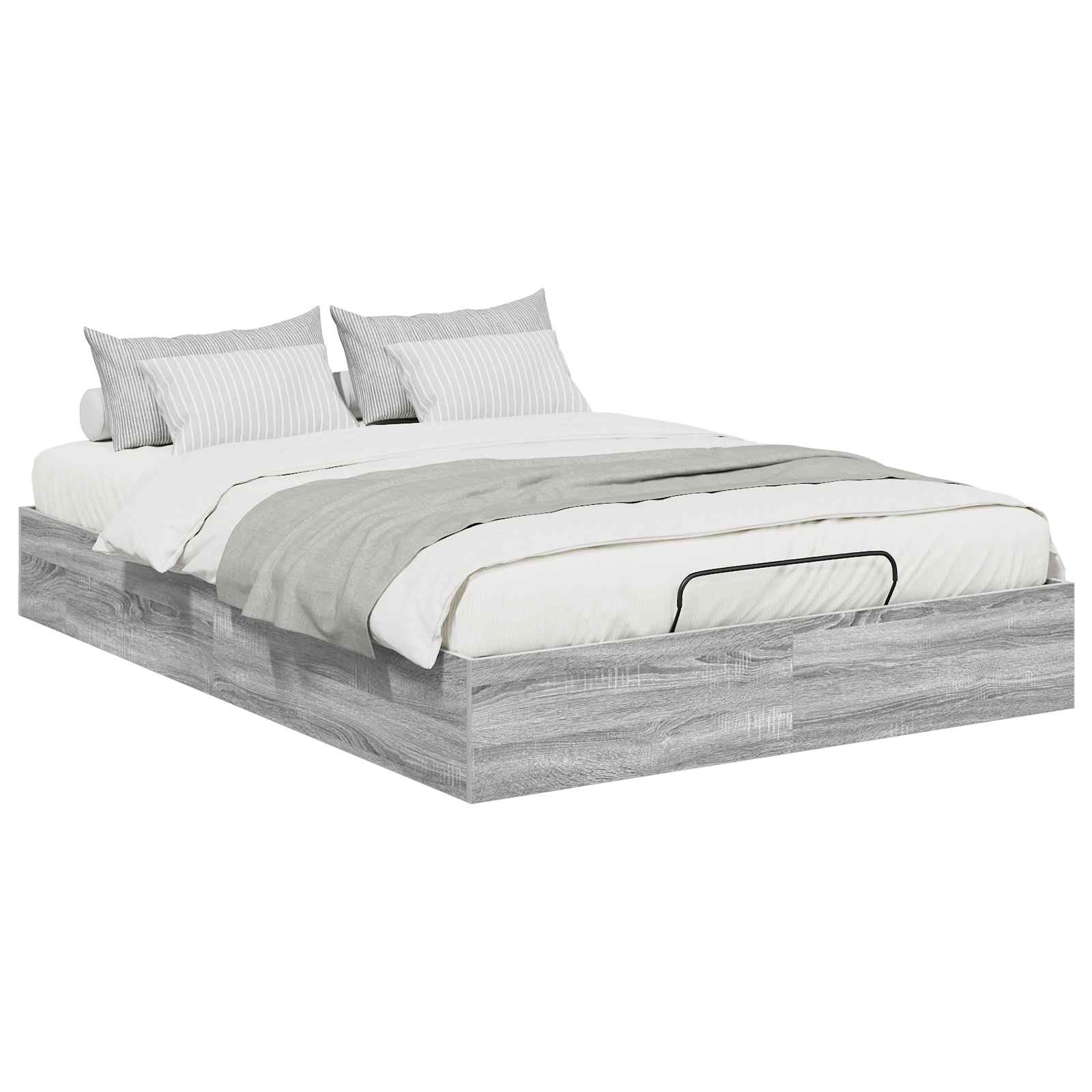 Cadre de lit ottoman en panneau de bois gris, pour la chambre, 120 × 200 cm - 3