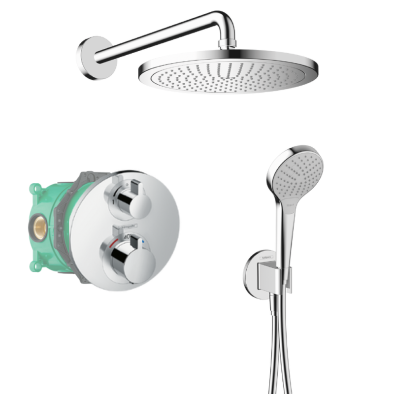 HANSGROHE Pack encastré avec mitigeur thermostatique Ecostat S chromé ...