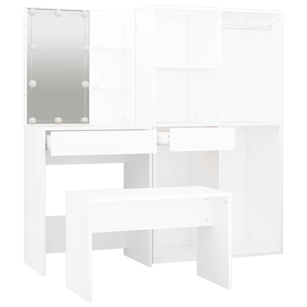 Coiffeuse avec miroir en bois Blanc H. 140 x l. 60 x P. 40 cm - 7