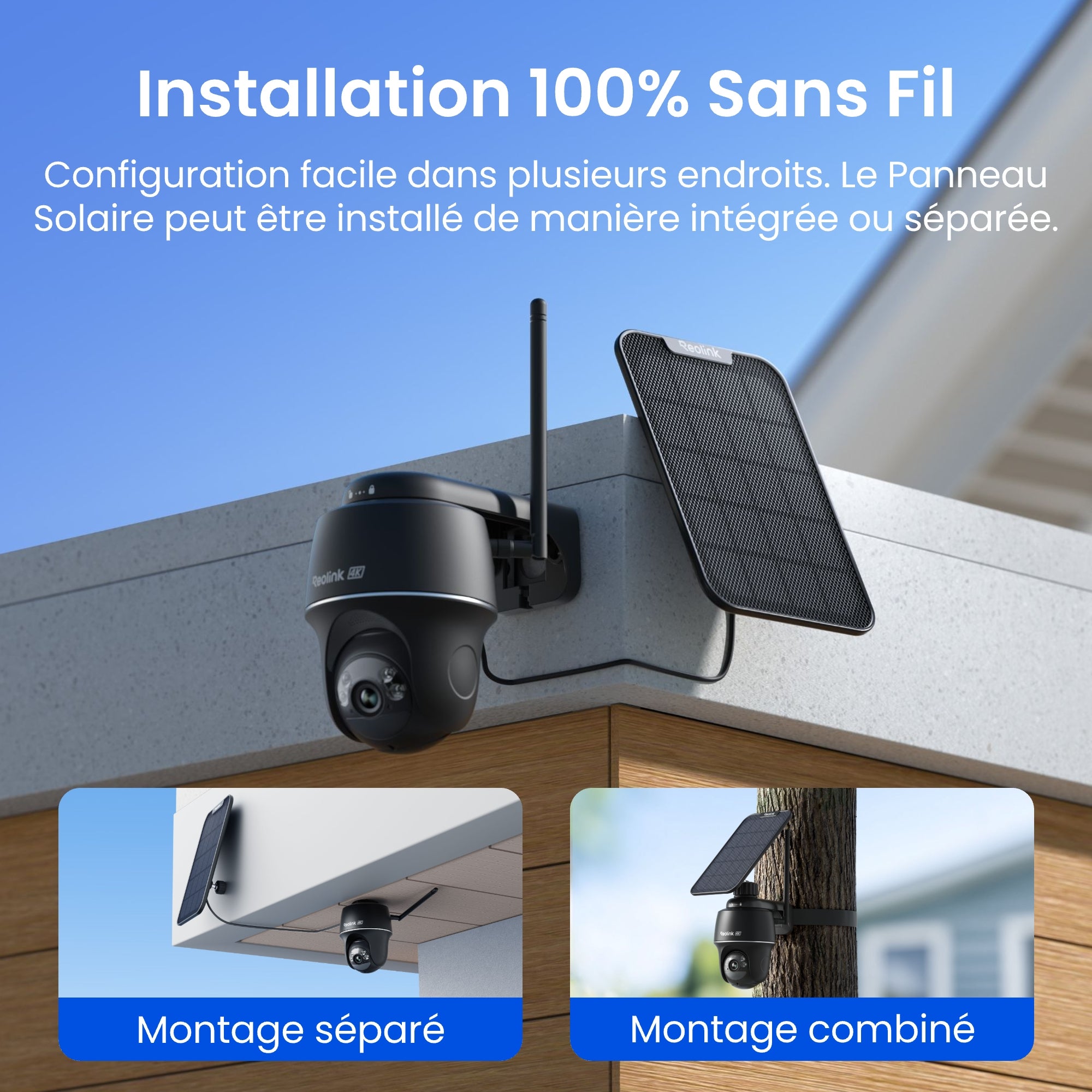 Caméra de surveillance 4K 8MP 2,4/5GHz WiFi batterie PT sans fil, sans Abonnement,+SP, Reolink, Noir - 5